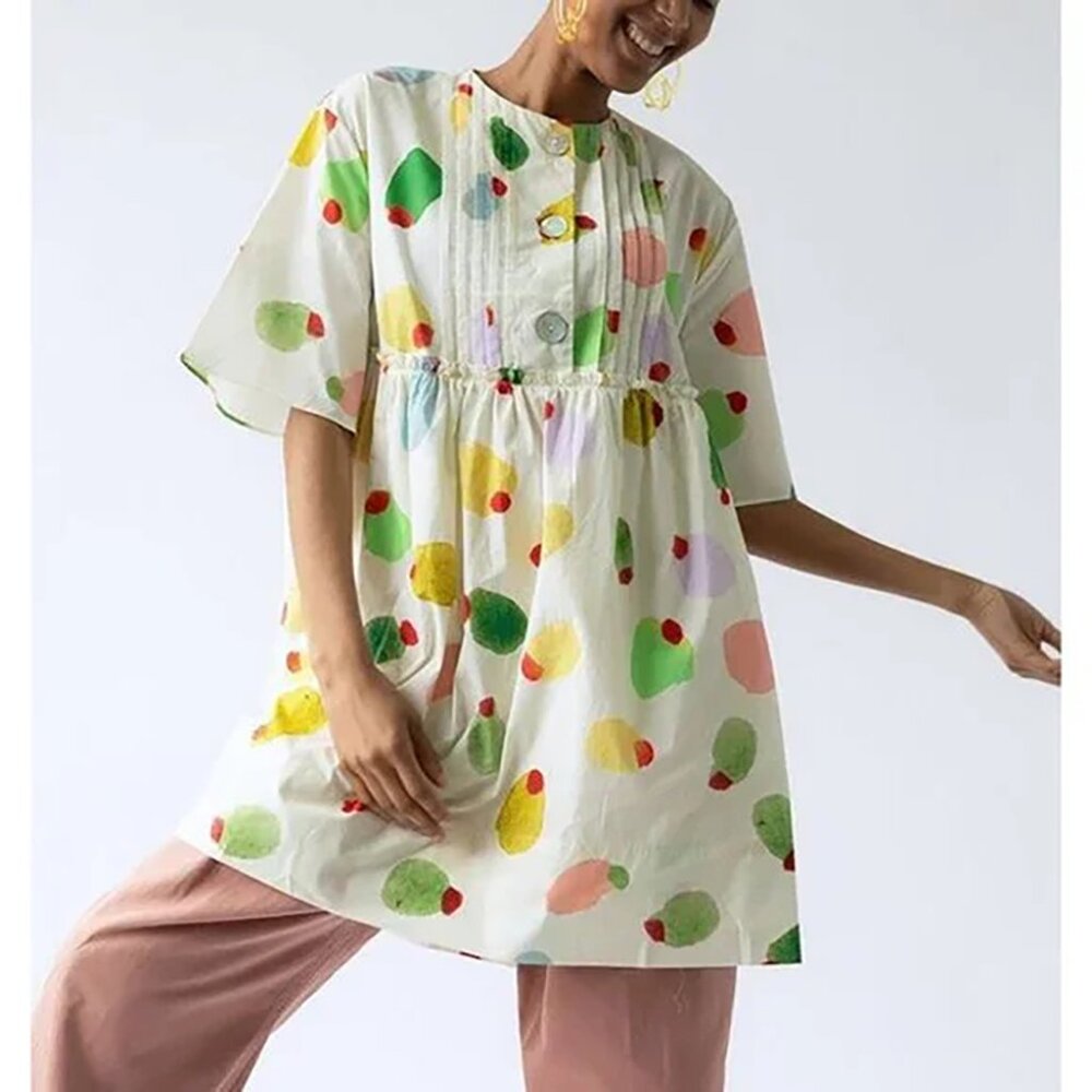 Rachel Antonoff Filthy Martini Olive Print Howard Babydoll Mini Dress L - Picture 2 of 15